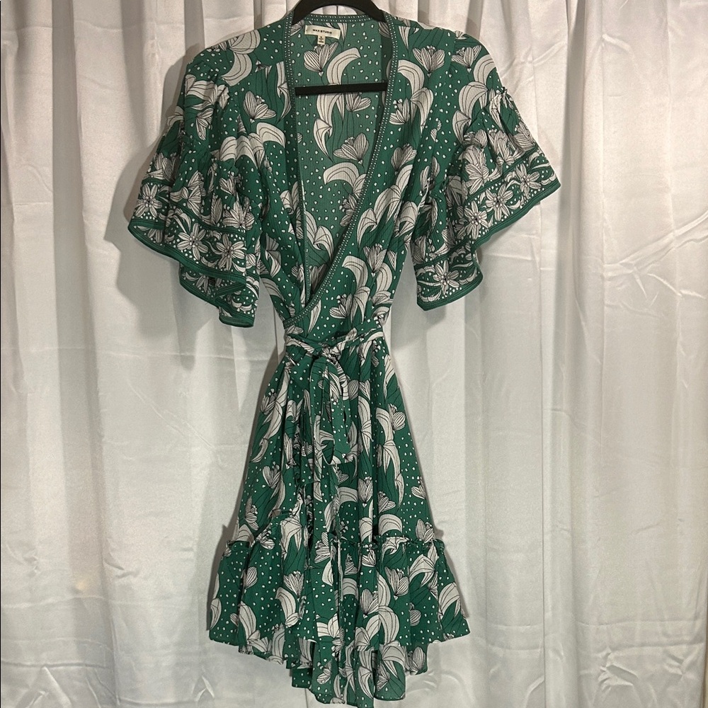 Max Studio Green and White Floral Mini Dress